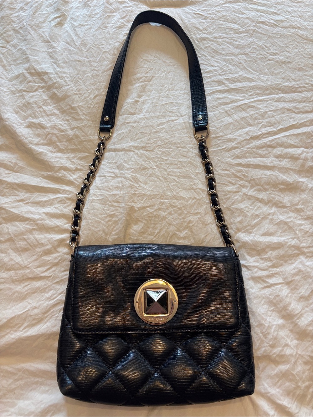 kate spade Black Quilted Shoulder Bag with Gold-Tone Hardware